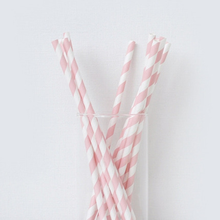 paper straw (핑크스트라이프/10pcs)